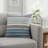 REDEARTH Tufted Boho Throw Pillow Covers Serenity Twill Indigo