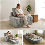 REDEARTH Boneless Floor Sofa Bed — Lumen Velvet Light Gray