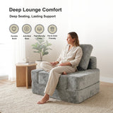 REDEARTH Boneless Floor Sofa Bed — Lumen Velvet Light Gray