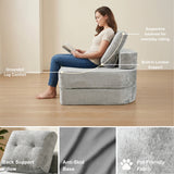 REDEARTH Boneless Floor Sofa Bed — Lumen Velvet Light Gray