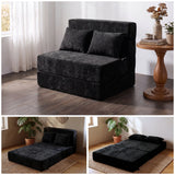 REDEARTH Boneless Floor Sofa Bed — Ember Chenille Twin Black