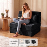 REDEARTH Boneless Floor Sofa Bed — Ember Chenille Twin Black