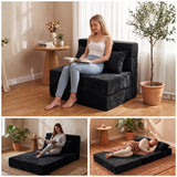 REDEARTH Boneless Floor Sofa Bed — Ember Chenille Twin Black