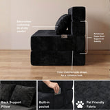 REDEARTH Boneless Floor Sofa Bed — Ember Chenille Twin Black