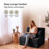 REDEARTH Boneless Floor Sofa Bed — Ember Chenille Twin Black