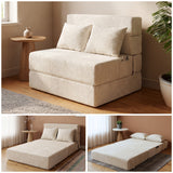 REDEARTH Boneless Floor Sofa Bed — Ember Chenille Twin Cream