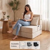 REDEARTH Boneless Floor Sofa Bed — Ember Chenille Twin Cream