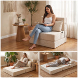 REDEARTH Boneless Floor Sofa Bed — Ember Chenille Twin Cream