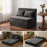 REDEARTH Boneless Floor Sofa Bed — Ember Chenille Twin Dark Gray