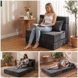 REDEARTH Boneless Floor Sofa Bed — Ember Chenille Twin Dark Gray