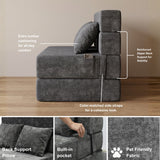 REDEARTH Boneless Floor Sofa Bed — Ember Chenille Twin Dark Gray