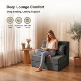 REDEARTH Boneless Floor Sofa Bed — Ember Chenille Twin Dark Gray