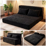 REDEARTH Boneless Floor Sofa Bed — Ember Chenille Queen Black