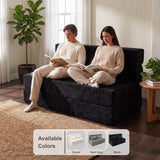 REDEARTH Boneless Floor Sofa Bed — Ember Chenille Queen Black