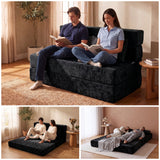 REDEARTH Boneless Floor Sofa Bed — Ember Chenille Queen Black