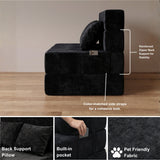 REDEARTH Boneless Floor Sofa Bed — Ember Chenille Queen Black