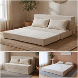 REDEARTH Boneless Floor Sofa Bed — Ember Chenille Queen Cream