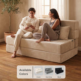 REDEARTH Boneless Floor Sofa Bed — Ember Chenille Queen Cream