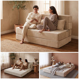 REDEARTH Boneless Floor Sofa Bed — Ember Chenille Queen Cream