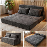 REDEARTH Boneless Floor Sofa Bed — Ember Chenille Queen Dark Gray