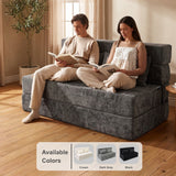 REDEARTH Boneless Floor Sofa Bed — Ember Chenille Queen Dark Gray