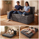 REDEARTH Boneless Floor Sofa Bed — Ember Chenille Queen Dark Gray