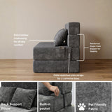 REDEARTH Boneless Floor Sofa Bed — Ember Chenille Queen Dark Gray