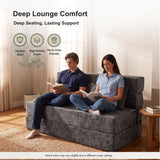 REDEARTH Boneless Floor Sofa Bed — Ember Chenille Queen Dark Gray