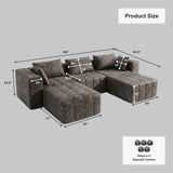 REDEARTH Solene Modular Sectional Sofa 5 Seater U Shaped Sectional Sofa Charcoal