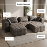 REDEARTH Solene Modular Sectional Sofa 5 Seater U Shaped Sectional Sofa Charcoal