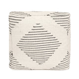 REDEARTH Tufted Cube Pouf Ottoman with Filler Loom Story 3 Natural Black With Filler