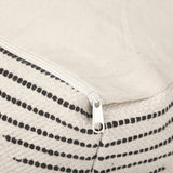 REDEARTH Tufted Cube Pouf Ottoman with Filler Loom Story 3 Natural Black With Filler