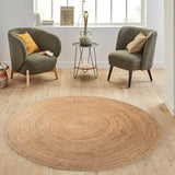· REDEARTH · Round Area Rug - 6 Feet Braided Natural Jute Rug- Artisan Made Reversible Boho Jute Rugs for Bedroom - Kitchen - Living Room - Farmhouse - Home Decor - Handmade Rustic Vintage Décor