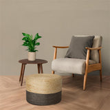 · REDEARTH · Cylindrical Pouf Foot Stool Ottoman - Jute Braided Pouffe Poof Accent Sitting Footrest for Living Room, Bedroom, Nursery, Patio, Lounge & Other Rooms (Natural Gray, 18"x18"x14")