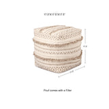 REDEARTH Tufted Cube Pouf Ottoman with Filler Geometric Craft Taupe With Filler