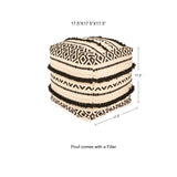 REDEARTH Tufted Cube Pouf Ottoman with Filler Geometric Craft Black With Filler