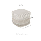 REDEARTH Tufted Cube Pouf Ottoman with Filler Tufted Pouf Constructed Frill Natural With Filler
