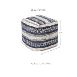 REDEARTH Tufted Cube Pouf Ottoman with Filler Indigo Impressions
