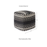 REDEARTH Tufted Cube Pouf Ottoman with Filler Ziggurat Obsession Black With Filler
