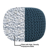 REDEARTH Hand Knitted Cable Pouf Ottoman Teal