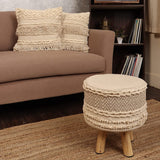 REDEARTH Tufted Boho Throw Pillow Covers Contructed Frill Natural