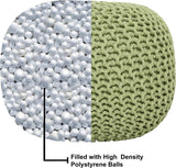 REDEARTH Hand Knitted Cable Pouf Ottoman Kiwi