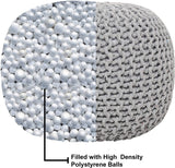 REDEARTH Hand Knitted Cable Pouf Ottoman Gray