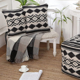 REDEARTH Tufted Boho Throw Pillow Covers Concentric Diamonds Black