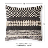REDEARTH Tufted Boho Throw Pillow Covers Char Delineate Black