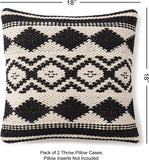 REDEARTH Tufted Boho Throw Pillow Covers Concentric Diamonds Black