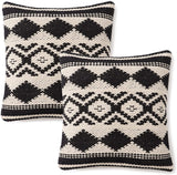 REDEARTH Tufted Boho Throw Pillow Covers Concentric Diamonds Black