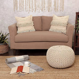REDEARTH Hand Knitted Cable Pouf Ottoman Ivory