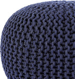 REDEARTH Hand Knitted Cable Pouf Ottoman Navy Blue