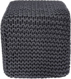 REDEARTH Hand Knitted Cable Pouf Ottoman Dark Gray